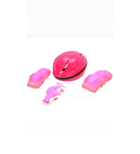 Çocuk Kask Dizlik Dirseklik Eldiven Koruyucu Set 7 Parça (Fuşya)