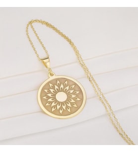 Minimal Güneş Figürlü Kolye 925K Gümüş (Gold)