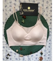 Valentina Fitilli İnce Askılı Hafif Destekli Kopçasız Dikişsiz Lazer Kesim Bralet/Sütyen/Büstiyer (Pudra)