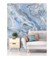 Dreamwall Modern Mermer Desenli Silinebilir Tekstil Duvar Kağıdı (Mavi)