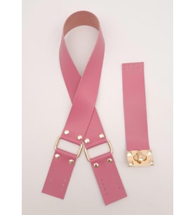 Angel Çanta Aksesuar 70x4 cm Suni Deri Çanta Saplı Kapaklı Fuşya Çanta Seti Light Gold Metalli