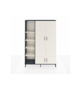 Arges Gardrop 6 Raflı 4 Kapaklı Tek Askılı 132x30x195 Antrasit-Aytaşı