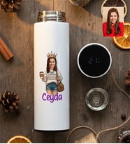 Kişiye Özel Karikatürlü Kaos Koordinatör Filtreli Dijital Göstergeli Termos Doğum Günü Hediyesi