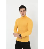 Erkek Fitilli Kaşkorse Kumaş Boğazlı Full Likralı Slimfit Body - Sarı