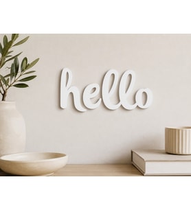 Hello Yazılı 3 mm MDF Duvar Dekoru 20X10 CM