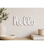 Hello Yazılı 3 mm MDF Duvar Dekoru 20X10 CM