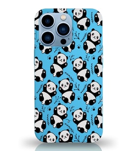 Apple iPhone 13 Pro Max Uyumlu Lansman Kılıf Panda Tasarımlı İçi Kadife Kapak-Mavi (Şeffaf)