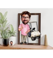 BK Gift Kişiye Özel Erkek Golfcü Karikatürlü 3D Ahşap Tablo-7, Sevgiliye Hediye, Arkadaşa Hediye, Doğum Günü Hediyesi