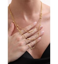 925 Ayar Gold 3 Sıra Dorika Toplu Gümüş Kolye