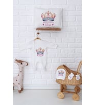 Pia Baby Premium %100 Pamuk İsme Özel Yenidoğan Kız Bebek Hediye Seti 5047-07 (Ekru)