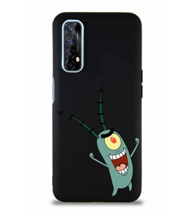 Realme 7 Soft Premier Kapak Plankton Tasarımlı Silikon Kılıf - Siyah (Şeffaf)