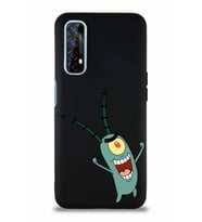 Realme 7 Soft Premier Kapak Plankton Tasarımlı Silikon Kılıf - Siyah (Şeffaf)