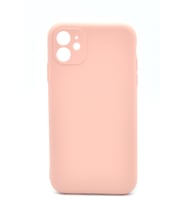 iPhone 11 Uyumlu Düz Renk Esnek Yumuşak Silikon Kılıf  Rubber Pembe