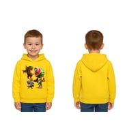 Unisex Brainrot Baskılı Çocuk Swaetshirt Kapüşonlu 3 İplik Şardonlu (Sarı)