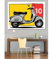 Retro Kırmızı Motosiklet Dekoratif Kanvas - Mdf Ahşap Tablo