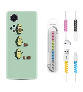 Huawei Nova Y70 Y90 Nova 9 SE  Kılıf Kablo Koruma Spiral Silikon Avokadolar1352