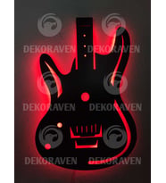 Gitar Led Işıklı Tablo (Kırmızı)