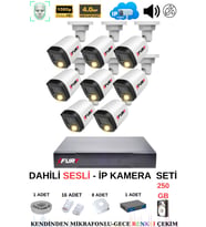 FURY Ip Güvenlik Kamera Seti 8 Kameralı Sesli 4mp Gece Renkli Su Geçirmez Ip5515s 250gb