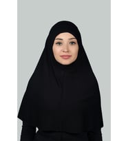 Hazır Türban Pratik Eşarp Tesettür Hijab - Namaz Örtüsü (XL) (Siyah)