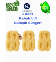 %100 Doğal Kabak Lifi Bulaşık Süngeri 3’lü Set – Organik, Plastik İçermez, Doğal Temizlik Süngeri