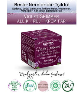 Violet Shimmer Lip-Cheek-Eye ‘Tint’ Doğal İçerikli Allık, Ruj, Göz Farı (Makyaj ve Cilt Bakımı)