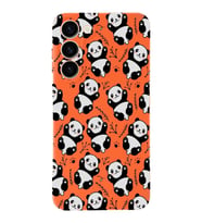 Samsung Galaxy S23 Uyumlu Lansman Kılıf Panda Tasarımlı İçi Kadife Kapak-Turuncu (Şeffaf)