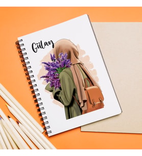 Kız Karakter Tasarımlı Defter Kişiye Özel
