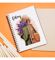 Kız Karakter Tasarımlı Defter Kişiye Özel