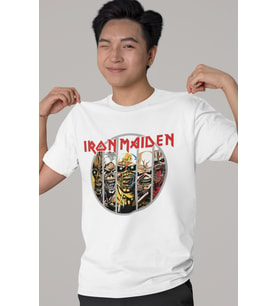 Tasarım Iron Maiden Rock Metal Müzik Grubu Baskılı Unisex Oversize Tişört