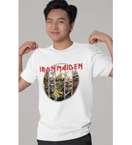 Tasarım Iron Maiden Rock Metal Müzik Grubu Baskılı Unisex Oversize Tişört