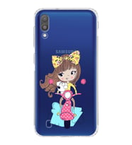 Samsung Galaxy M10 Uyumlu Kamera Korumalı Kapak Vespagirl Tasarımlı  Şeffaf  Kılıf