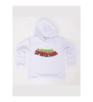 Spiderman baskılı örümcek adam kapüşonlu pamuklu kumaş çocuk sweatshirt (Beyaz)