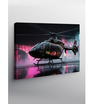 Kanvas Tablo Pembe Ve Siyah Helikopter Çizimi