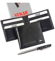 Kişiye Özel Vekar Deri Erkek Cüzdanı İnce Tasarımlı Siyah V002