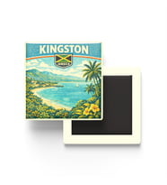 Retro Jamaika Kingston Şehri Temalı Vintage Buzdolap Magneti – 9x9 cm