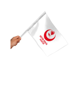 Sopalı BÜYÜK BİRLİK Parti Bayrağı (50 Adet) 1. Kalite Raşel Kumaş 20x30 cm