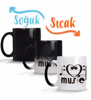 I Love Music Muziği Seviyorum Müzik Sihirli Kupa Bardak Porselen