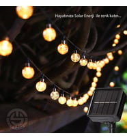 TechnoSmart 20 Ledli Solar Kristal Baloncuklu Top Bahçe Aydınlatma Dekorasyon GüneşEnerji Sarı ışık 
