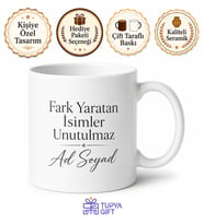 İsme Özel Fark Yaratan Yazılı Kupa Bardak Kişiye Özel Hediye