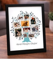 Kişiye Özel 10 Fotoğraflı Hayat Ağacı Tasarımlı Masaüstü Siyah Çerçeve - Kendi Mesajını Oluştur Aileye Hediye 10 Fotoğraf Kolajlı Soy Ağacı Çerçeve - İsimli ve Mesajlı