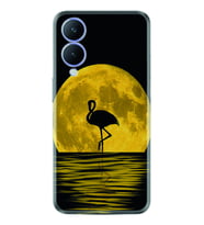 Vivo Y17S Kılıf Silikon Desen Özel Seri Ay ve Flamingo 1775