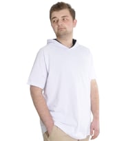 Mode XL Büyük Beden Erkek T-shirt Kapşonlu Kısa Kol 23118 Beyaz
