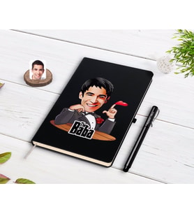 BK Gift Kişiye Özel Godfather Baba Karikatürlü Siyah Defter ve Kalem Hediye Seti-6
