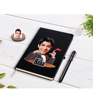 BK Gift Kişiye Özel Godfather Baba Karikatürlü Siyah Defter ve Kalem Hediye Seti-6