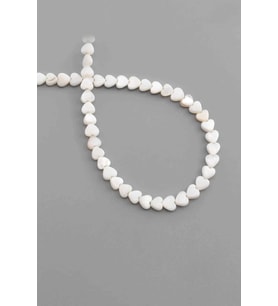 Sedef Doğal Taş Parlak Beyaz Kalp Kesim 6x3mm Dizi [AA]