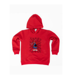 Spiderman baskılı örümcek adam kapüşonlu pamuklu kumaş çocuk sweatshirt (Kırmızı)