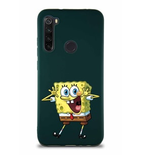 Xiaomi Redmi Note 8 Soft Premier Kapak Sünger Bob Tasarımlı Silikon Kılıf - Yeşil (Şeffaf)