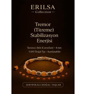 Sertifikalı Tremor (Titreme) Stabilizasyon Enerji Bilekliği – Turuncu Akik ve Terahertz 4 mm (Çok Renkli)