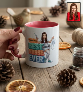 Kişiye Özel Karikatürlü Hemşire Best Nurse Ever Kupa Bardak Tıp Bayramı Hediyesi