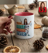 Kişiye Özel Karikatürlü Hemşire Best Nurse Ever Kupa Bardak Tıp Bayramı Hediyesi